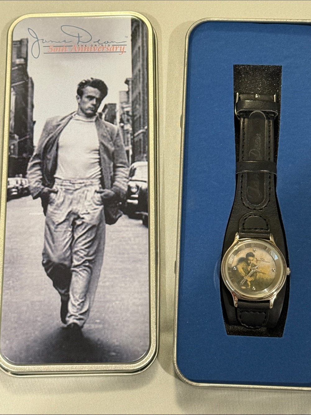 Black Leather Strap Watch with Character Dial